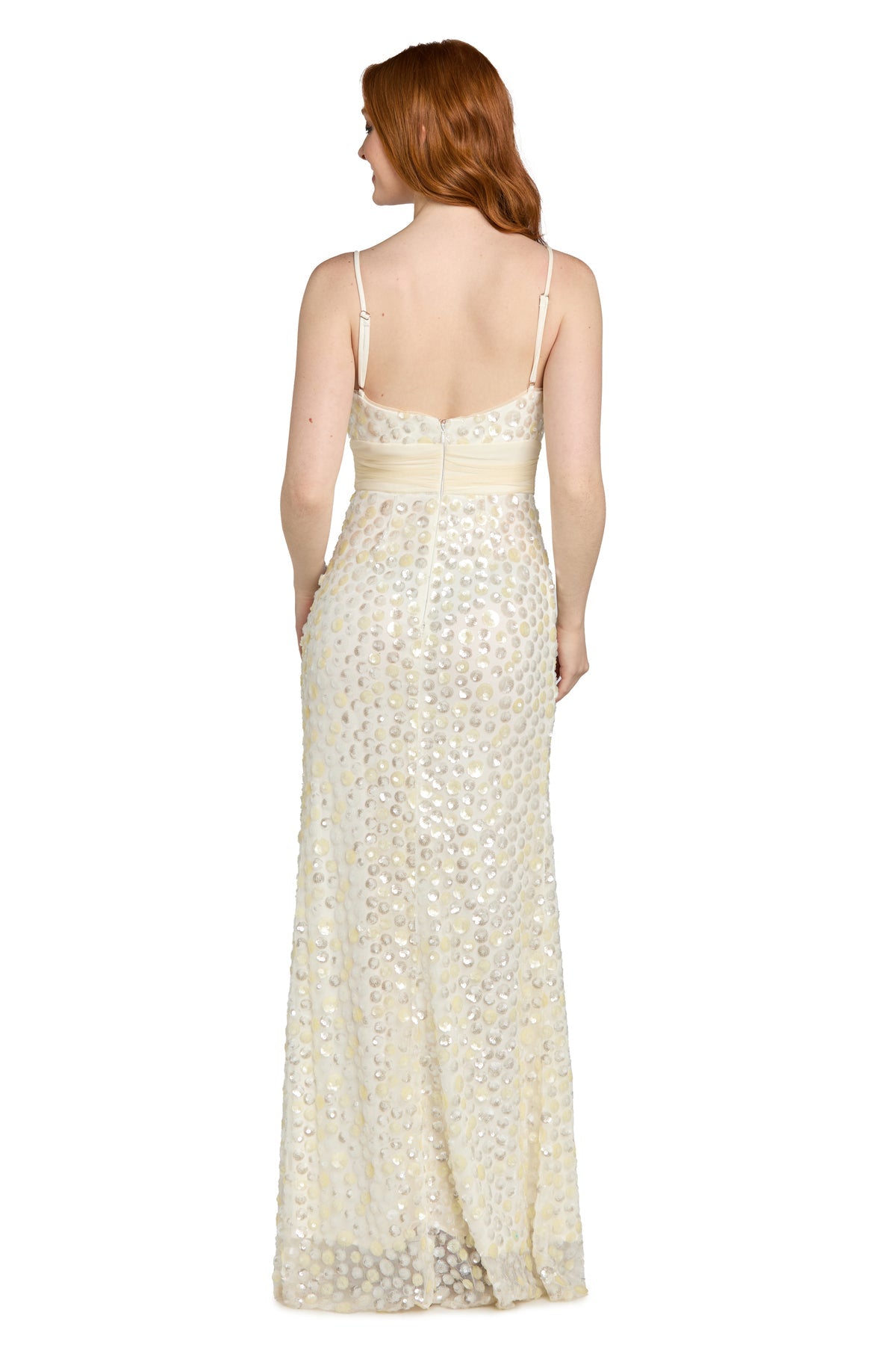 Plunge Neck Long Sequin Prom Dress by Morgan & Co 14124 in Yellow