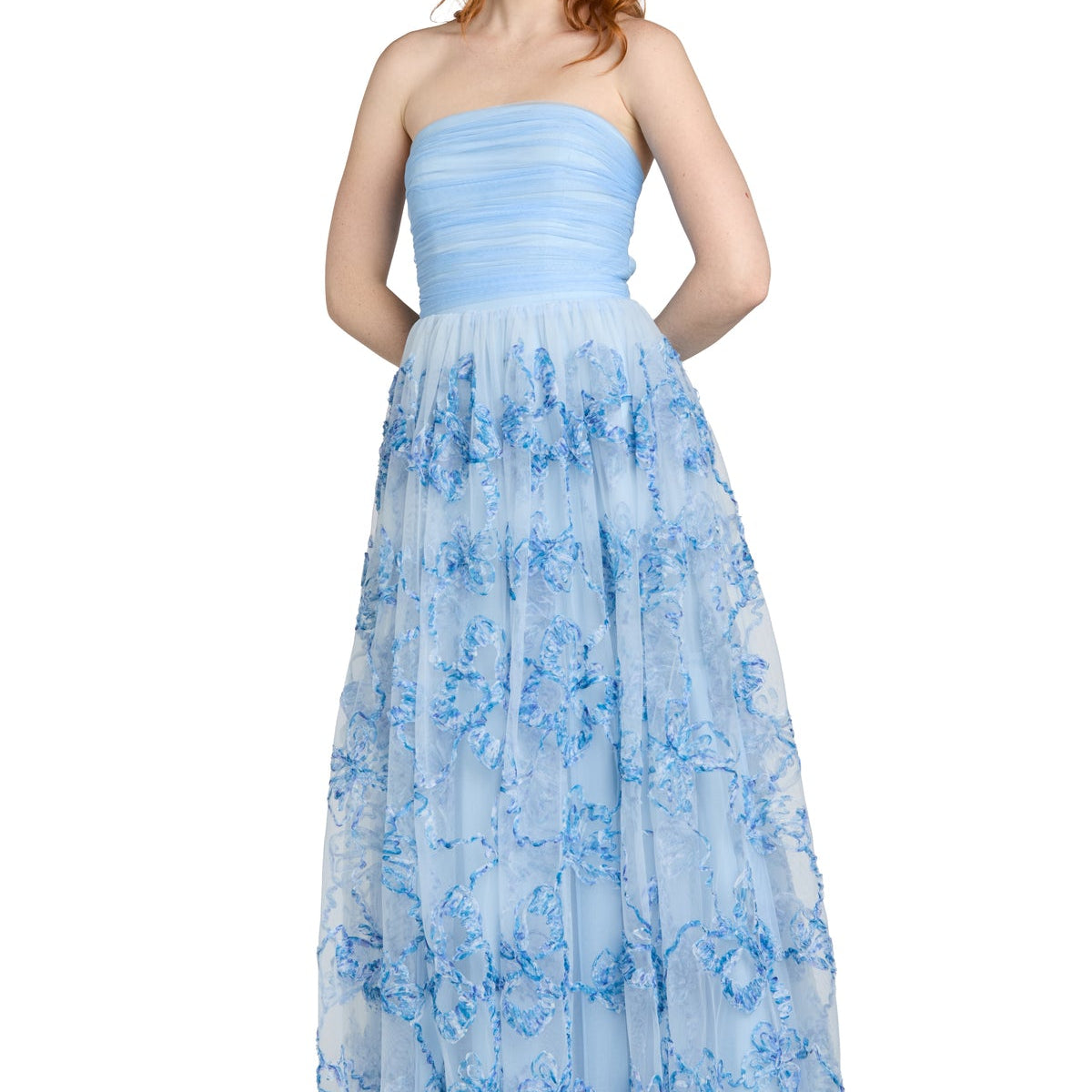 Strapless Floral Prom Dress by Morgan & Co 14135 – The Dress Outlet