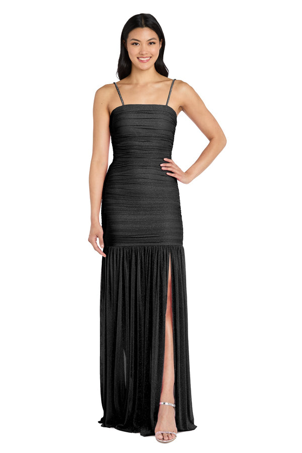 Spaghetti Strap Long Ruched Formal Dress by Morgan & Co 14139