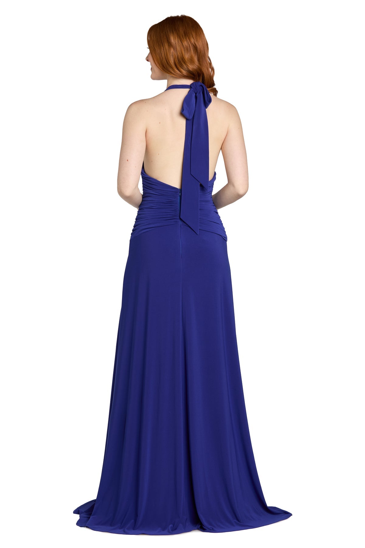 Halter Long Jersey Prom Dress by Morgan & Co 14141 in Royal