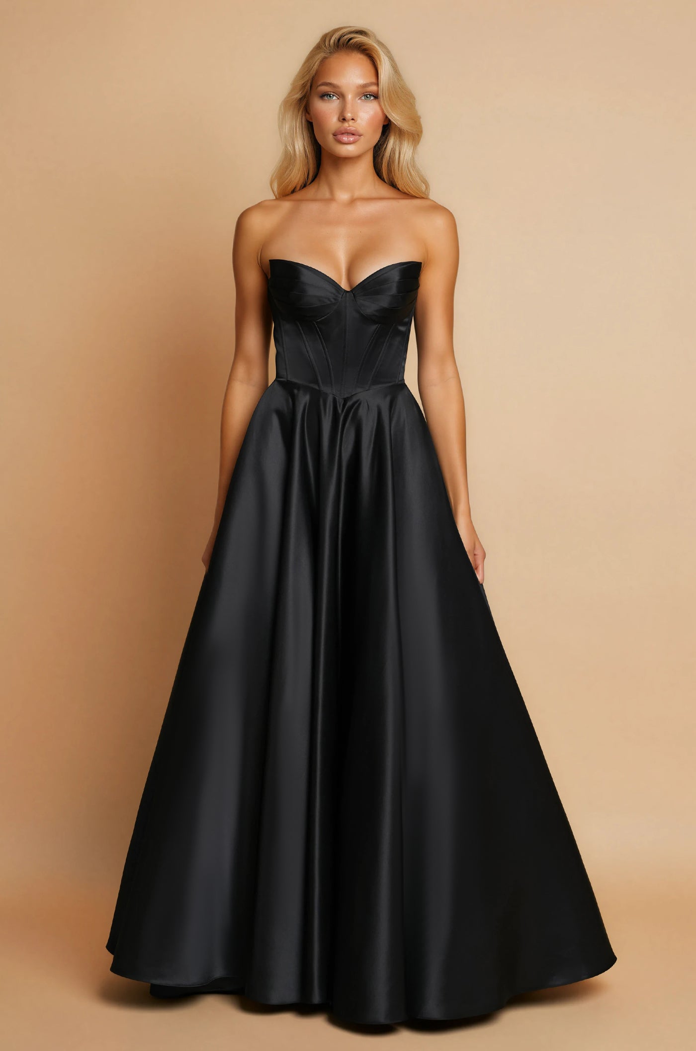 Long Formal Corset Satin Ball Gown