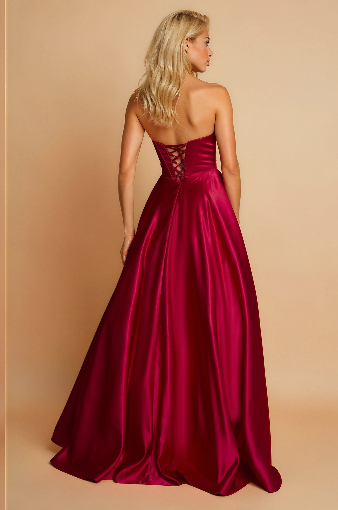 Prom Dresses Long Corset Prom Formal Ball Gown Burgundy