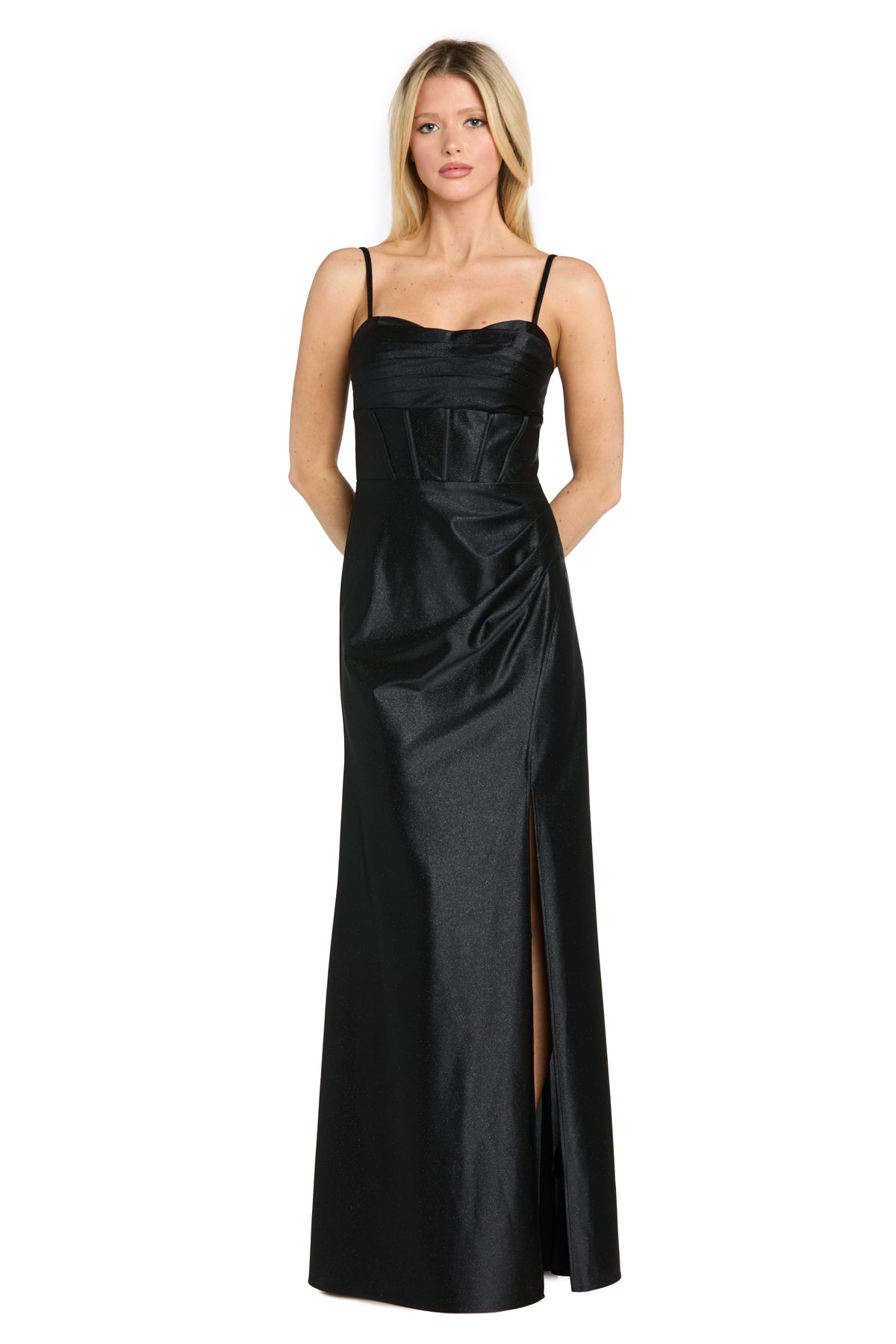 Sweetheart Floor-Length Satin Formal Sheath Gown Morgan & Co 14196