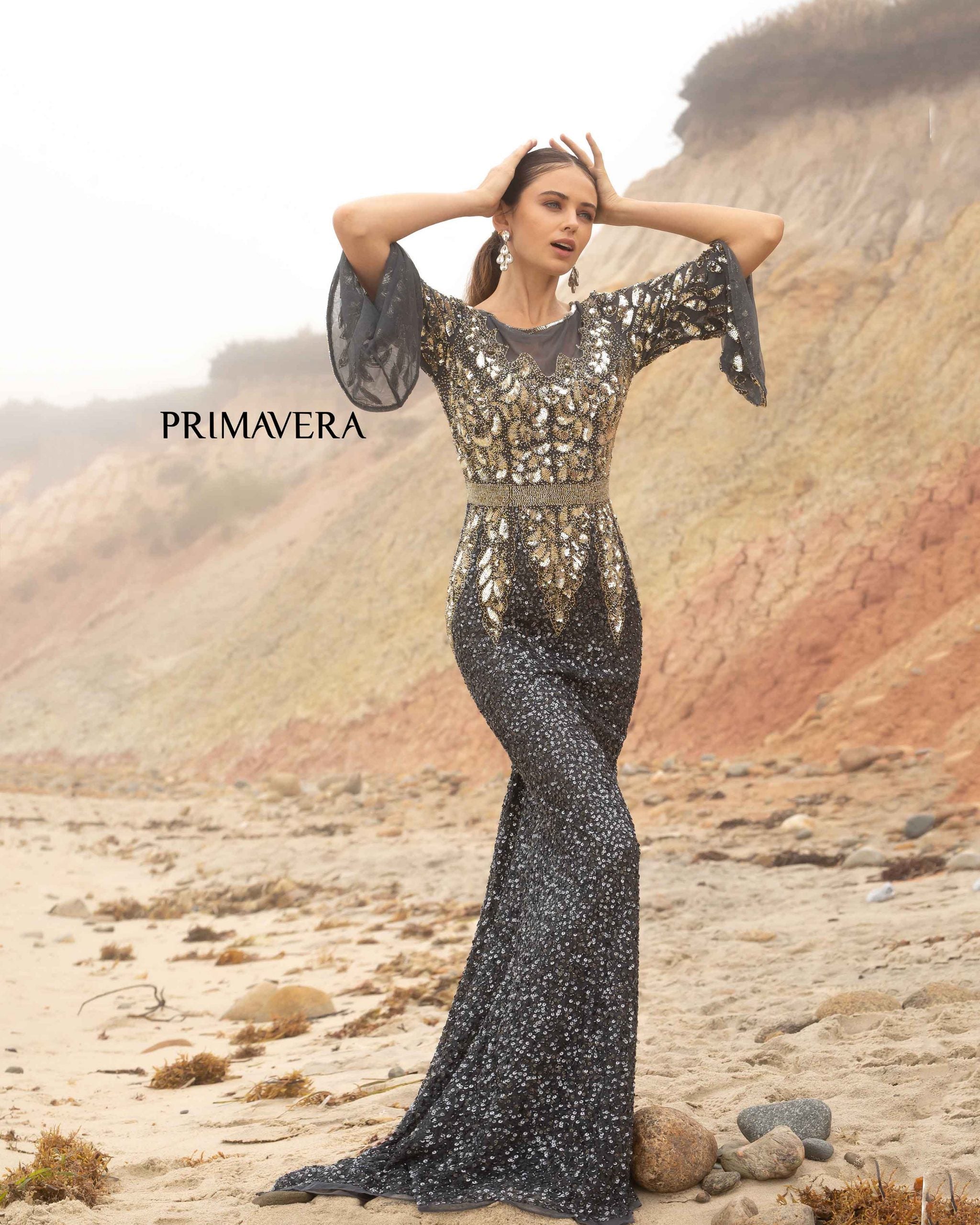 Mother of the Bride Dresses Mother of the Bride Formal Long Sequin Dress Primavera Couture 1424 Charcoal