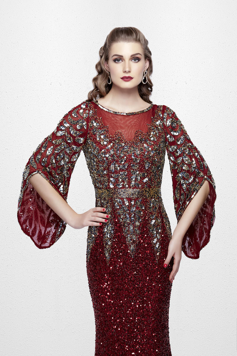 Mother of the Bride Dresses Mother of the Bride Formal Long Sequin Dress Primavera Couture 1424 Burgundy
