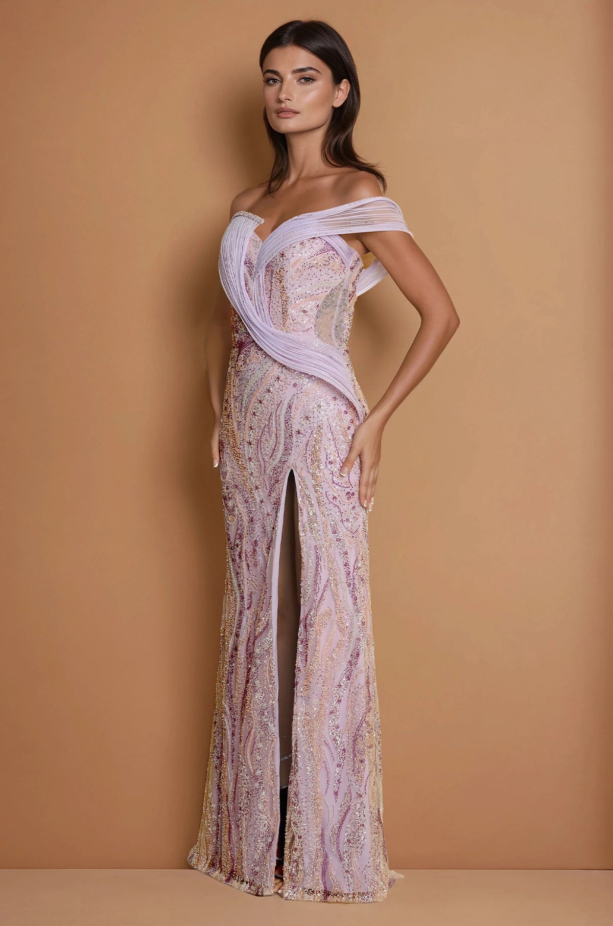 Beaded Architectural Sculptural Couture Dress