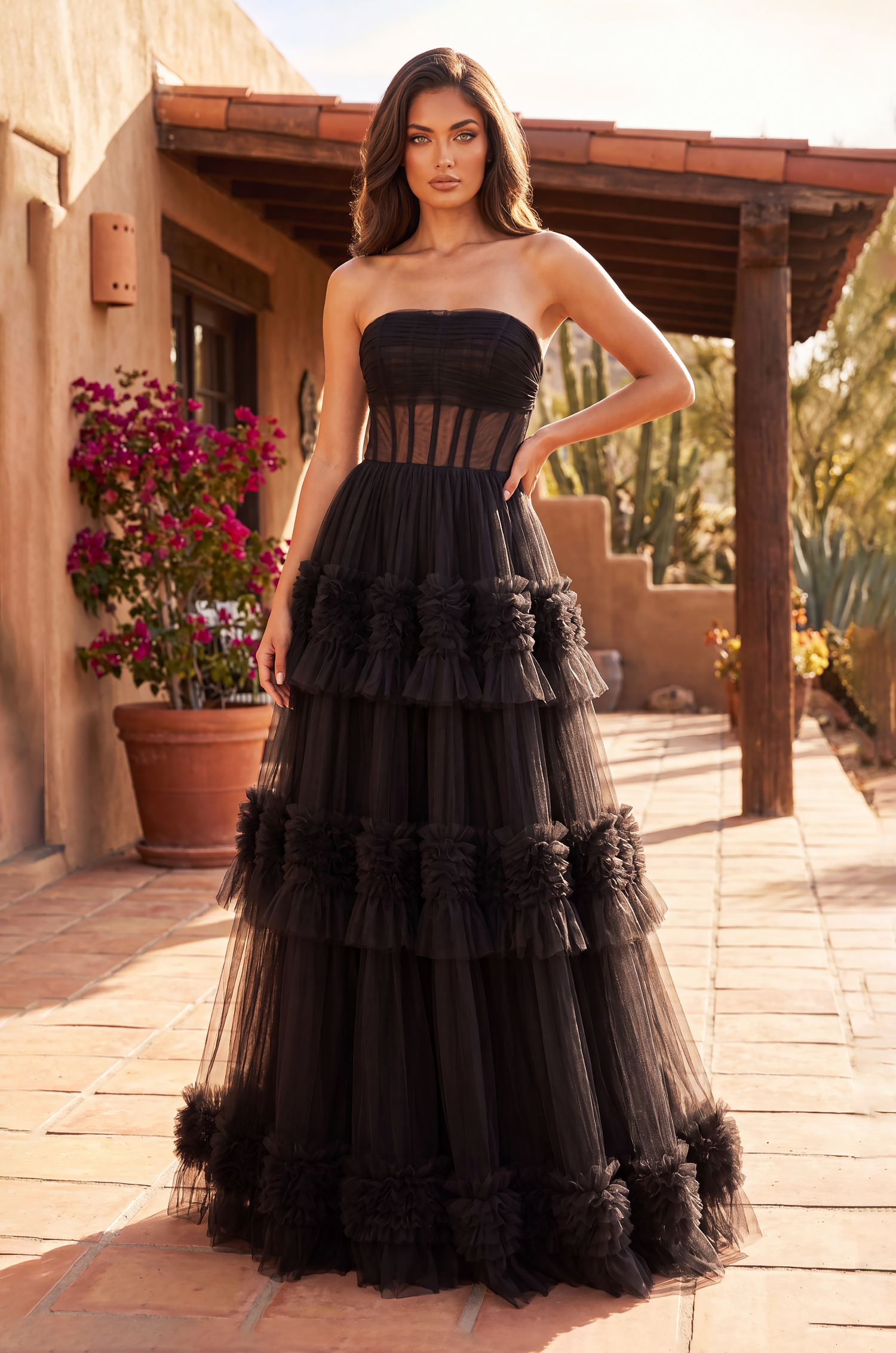 Prom Dresses Long Layered Formal Dress Prom Ball Gown Black