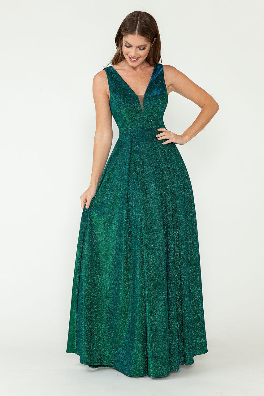 Formal Dresses Pleated Long Metallic Formal Prom Dress Lenovia 5256 Hunter Green