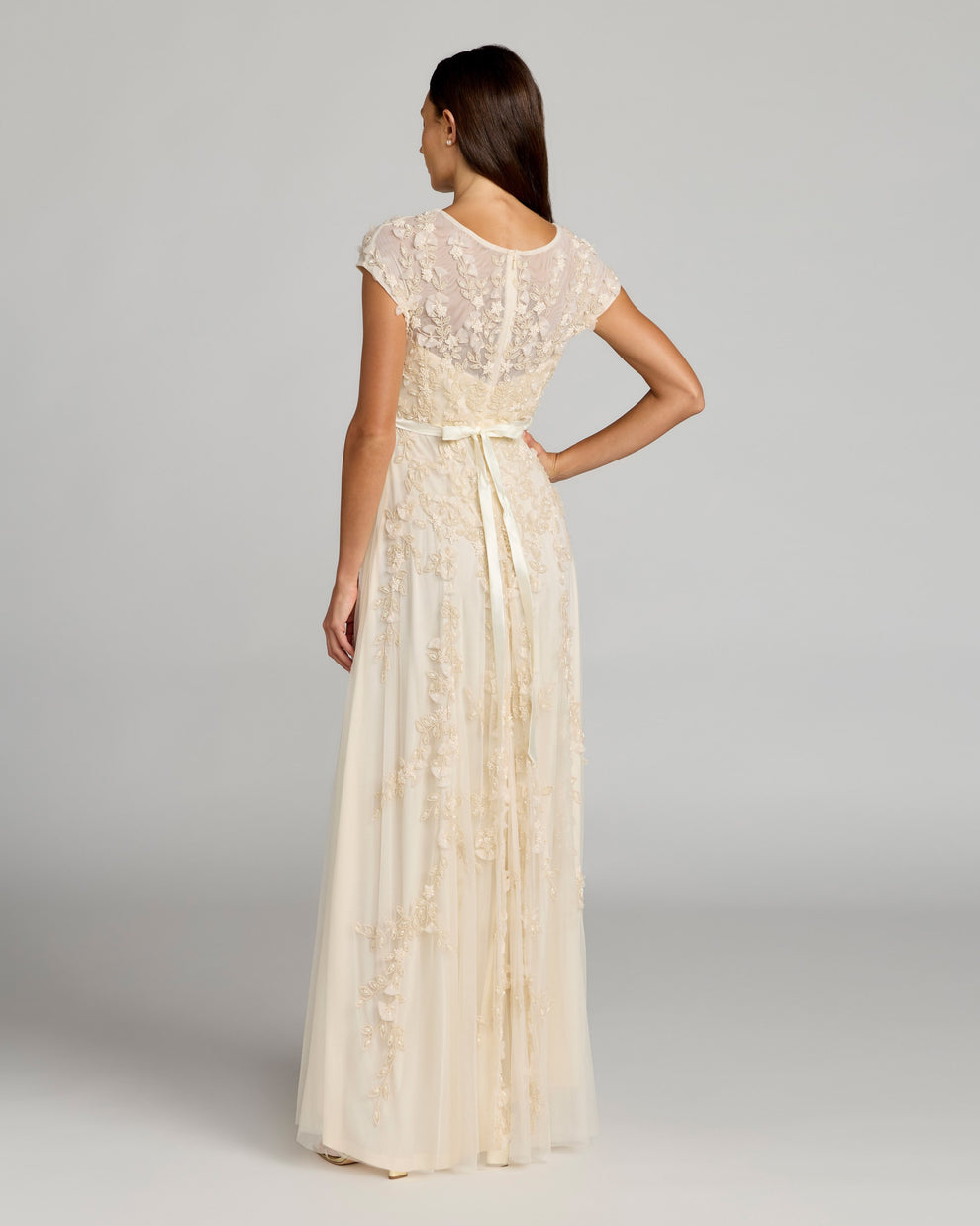 Mother of the Bride Dresses A Line Long Formal 3D Floral Mother of the Bride Dress Mac Duggal 9914521 Butter