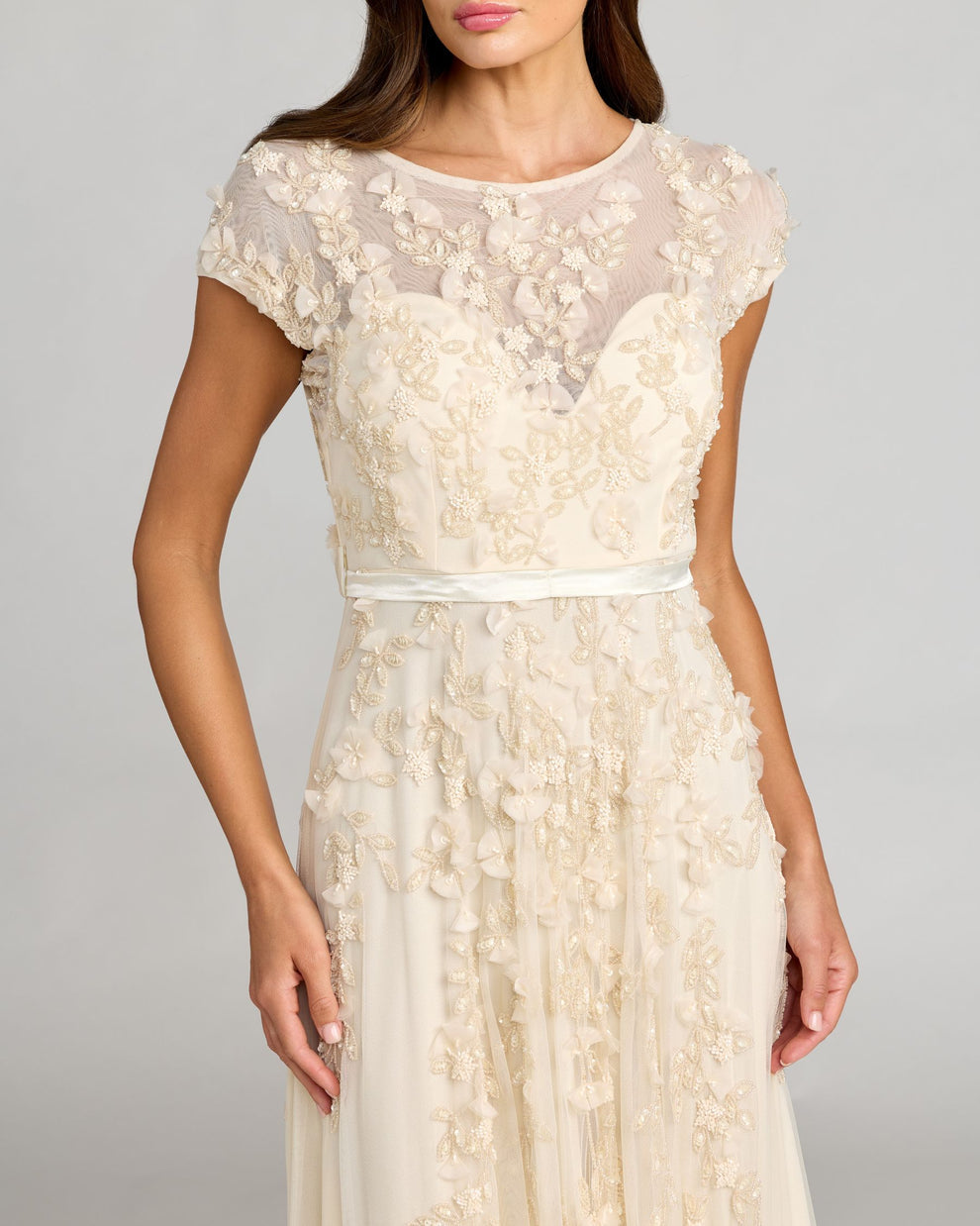 Mother of the Bride Dresses A Line Long Formal 3D Floral Mother of the Bride Dress Mac Duggal 9914521 Butter