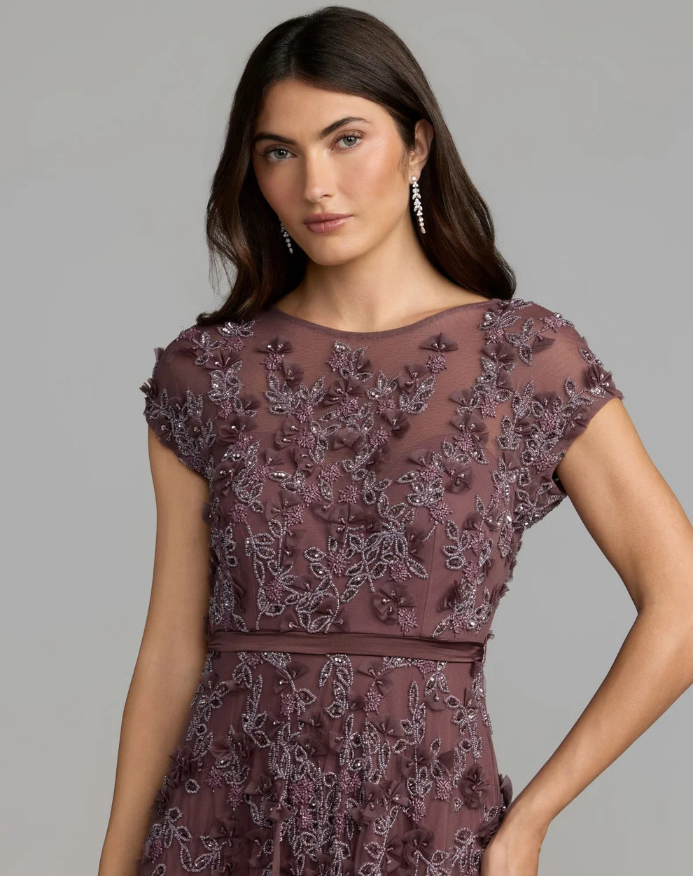 Mother of the Bride Dresses Formal A line Long 3D Floral Mother of the Bride Dress Mac Duggal 9914521P Heather