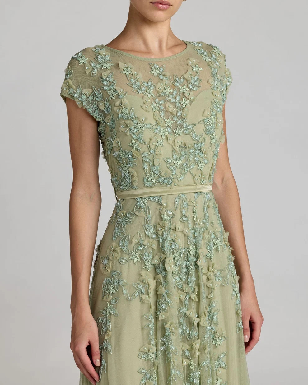 Mother of the Bride Dresses Formal A line Long 3D Floral Mother of the Bride Dress Mac Duggal 9914521P Sage