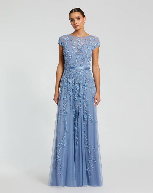 Formal Dresses A Line Floral Long Evening Formal Dress Sky Blue