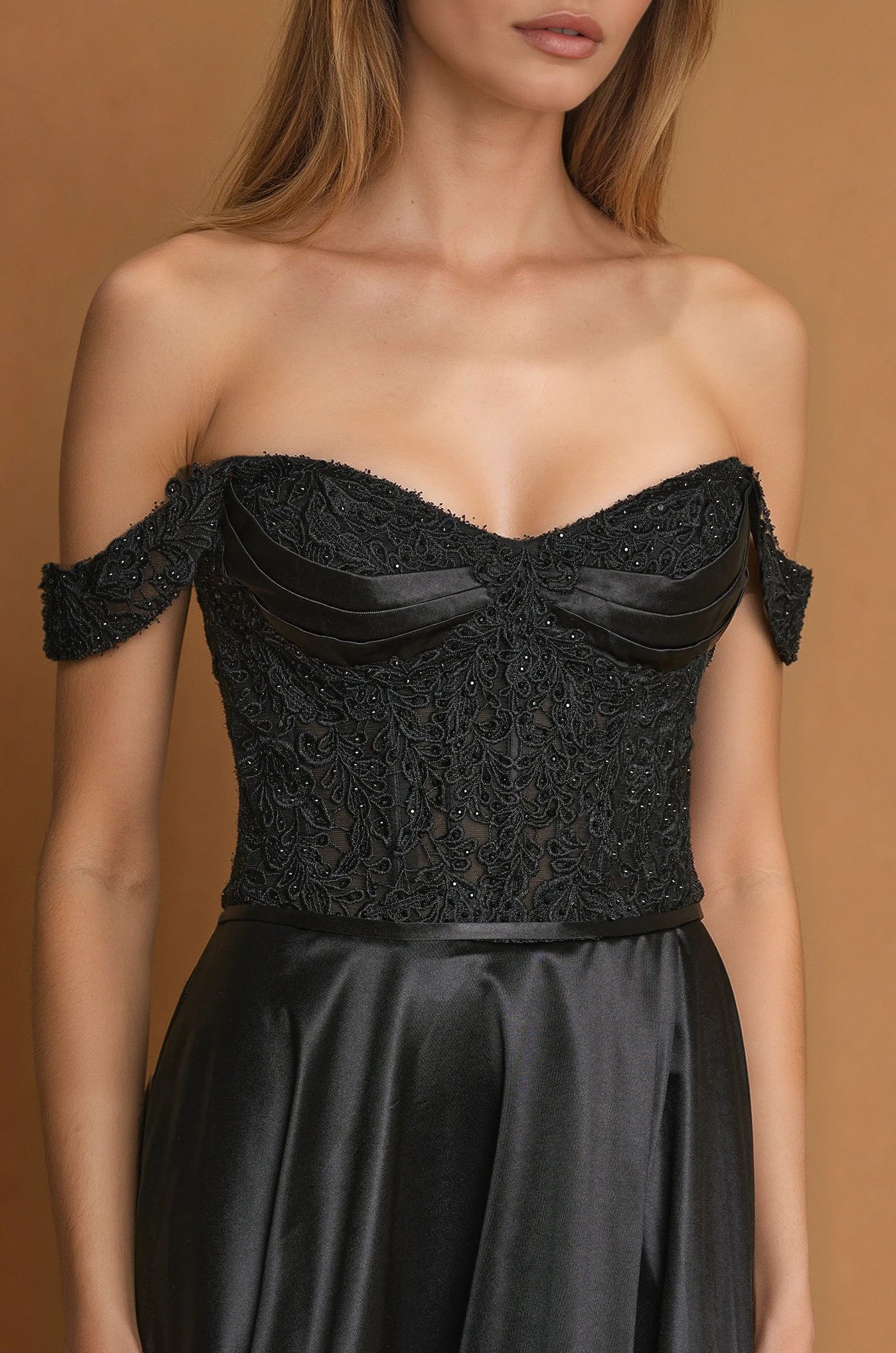 Formal Dresses Corset Off Shoulder Formal Evening Gown  Black