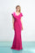 Formal Dresses Long Slit Formal Ruffle Pleated Evening Dress Fuchsia