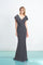 Formal Dresses Long Slit Formal Ruffle Pleated Evening Dress Hematite