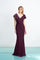 Formal Dresses Long Slit Formal Ruffle Pleated Evening Dress Wine