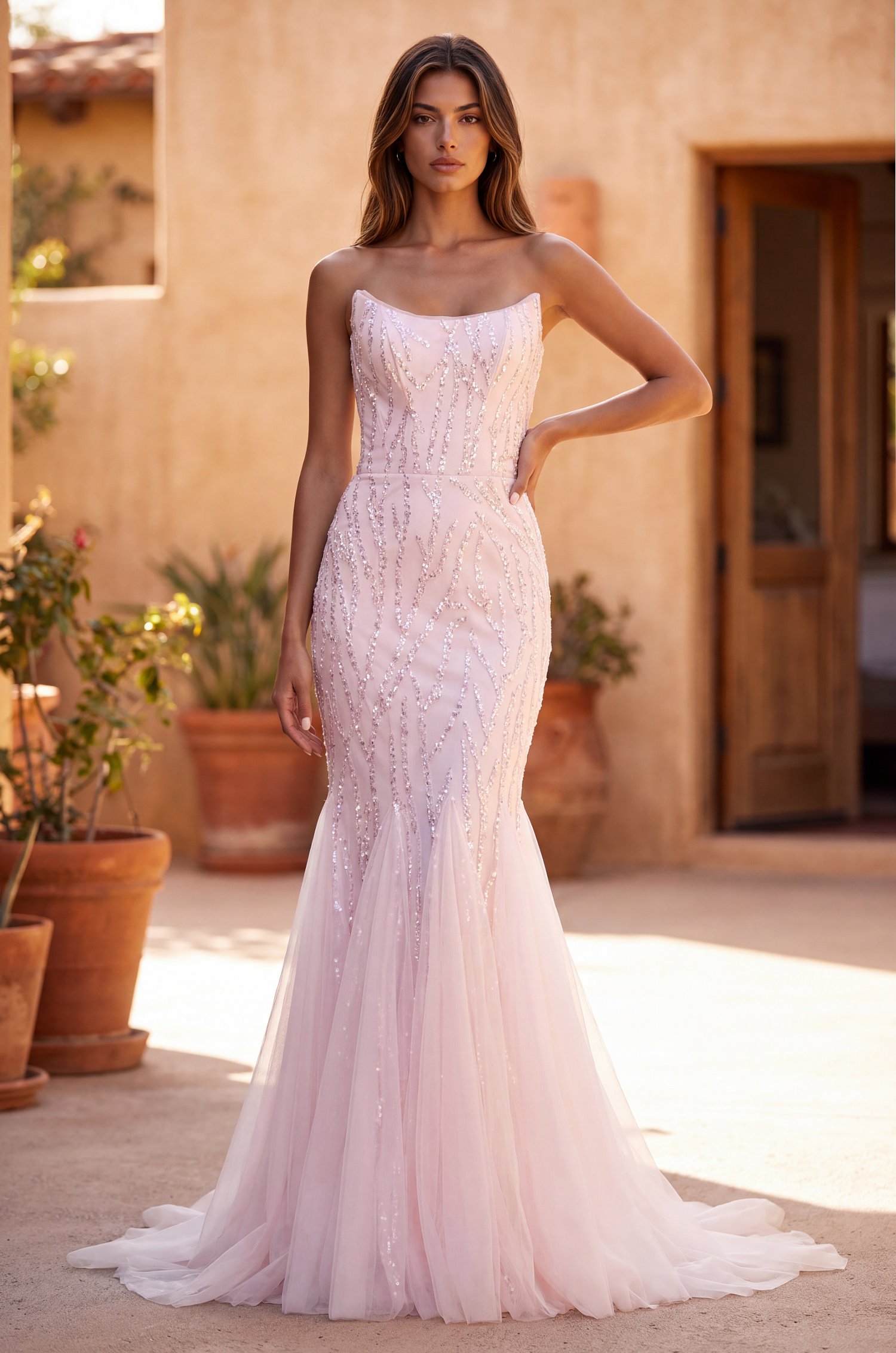 Beaded Mermaid Formal Evening Gown – The Dress Outlet