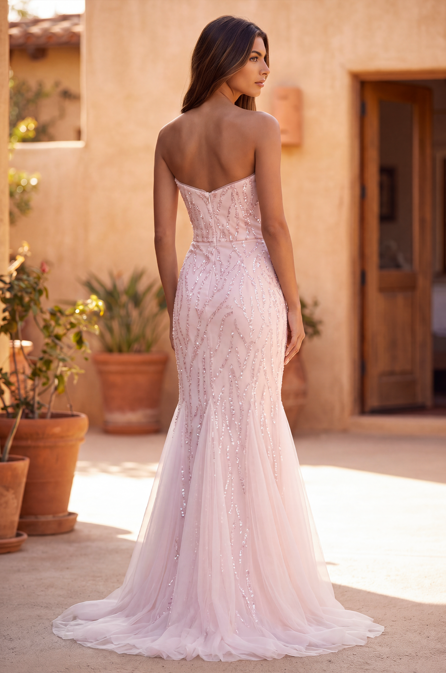 Beaded Mermaid Formal Evening Gown