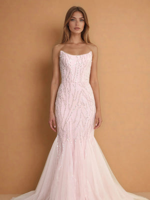 Long Mermaid Beaded Formal Evening Dress