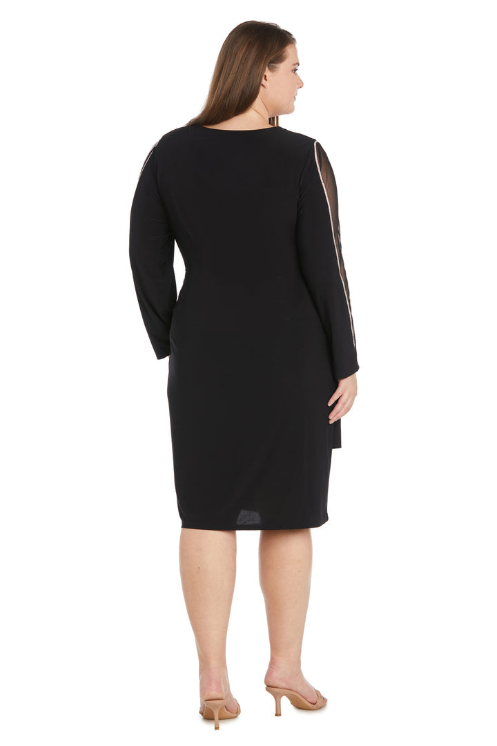 R&M Richards 1461W Short Plus Size Long Sleeve Dress
