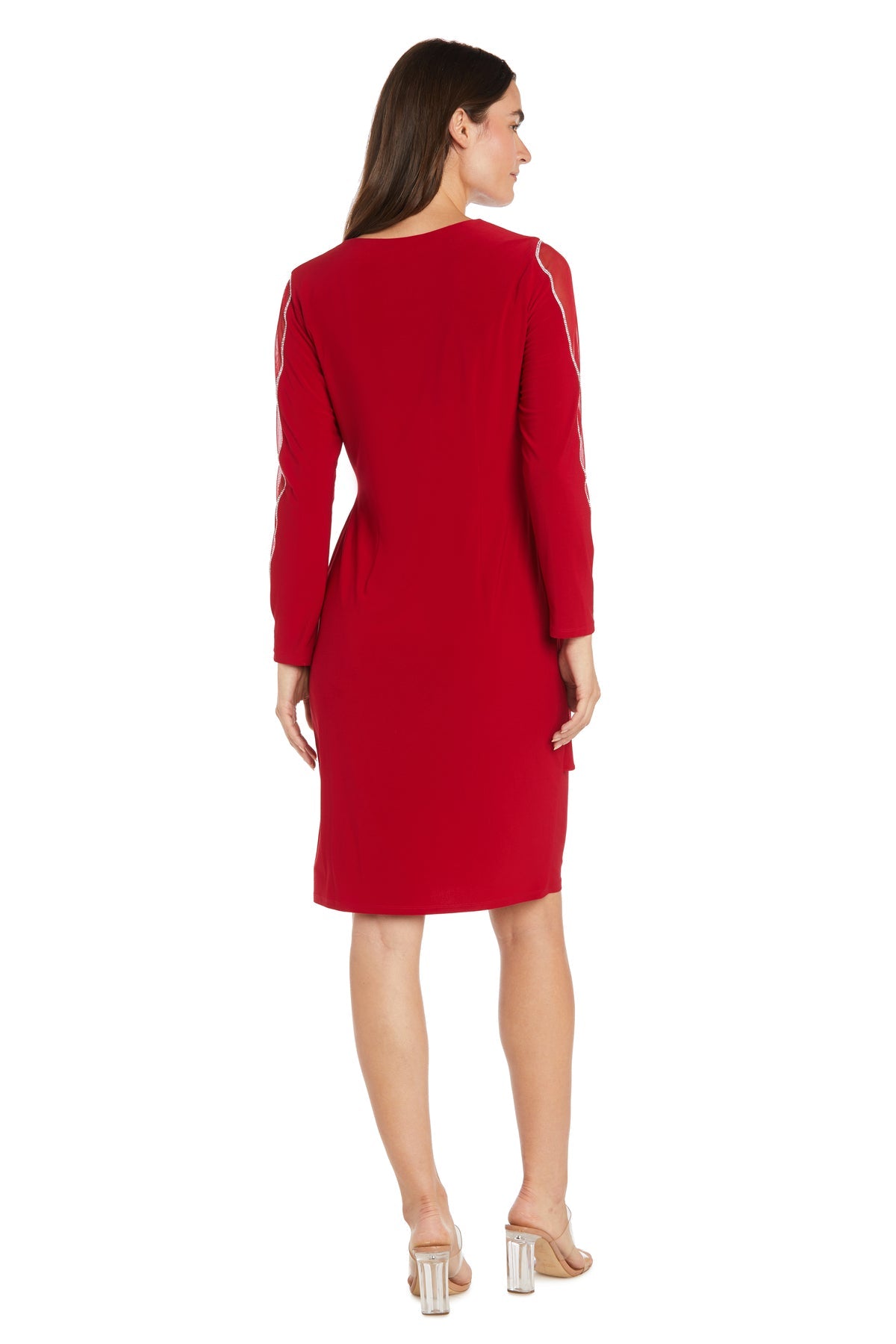 R&M Richards 1461P Long Sleeve Fitted Petite Short Cocktail Dress