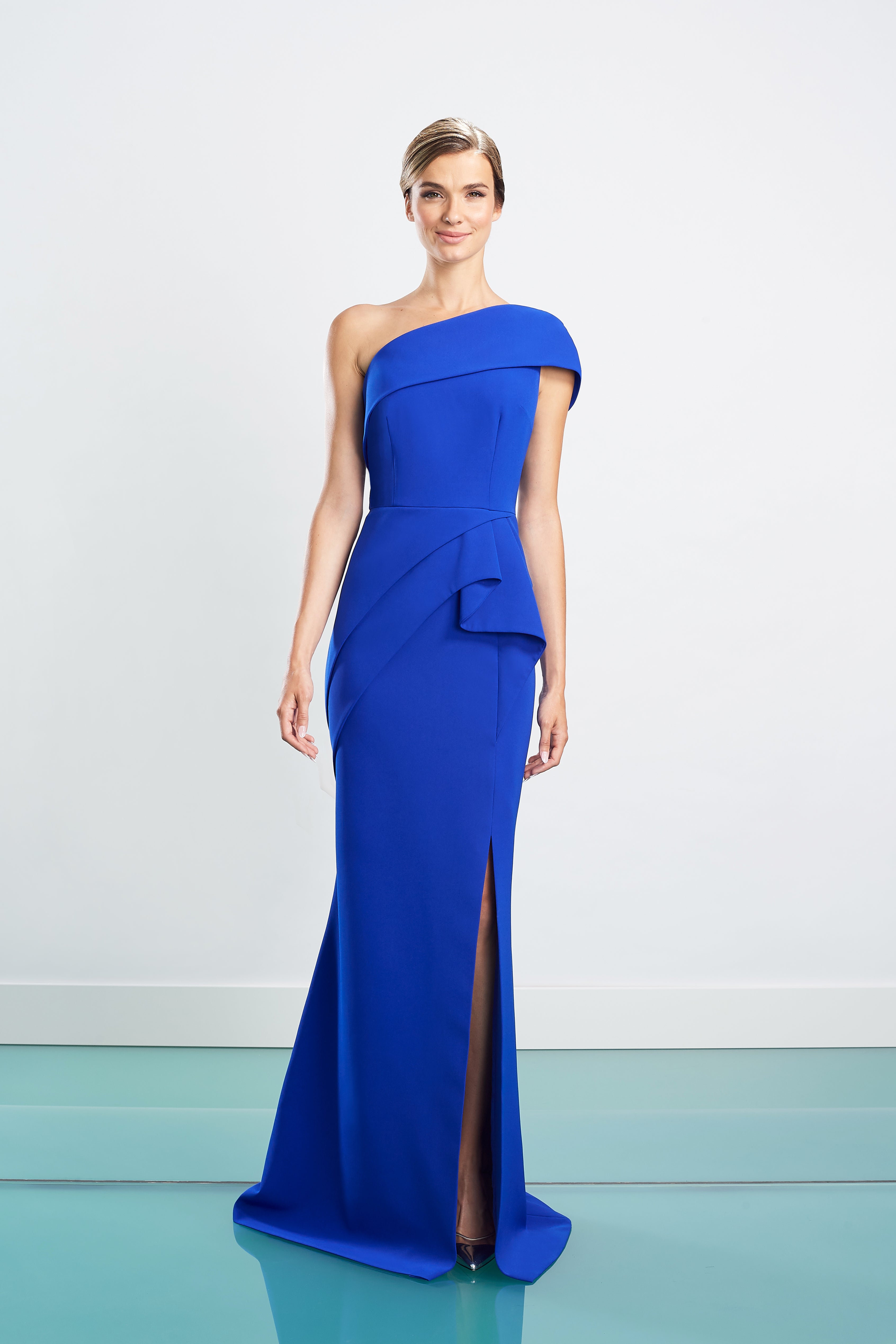 Formal Dresses Long Ruffle Slit Formal Evening Dress Blue
