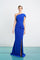 Formal Dresses Long Ruffle Slit Formal Evening Dress Blue