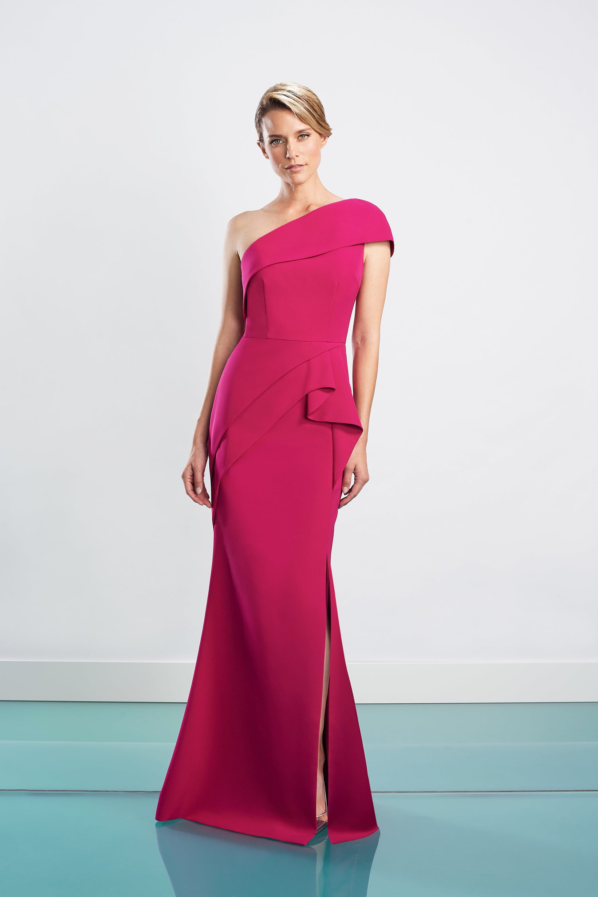 Alexander by Daymor 1463 Long Ruffle Slit Formal Evening Dress
