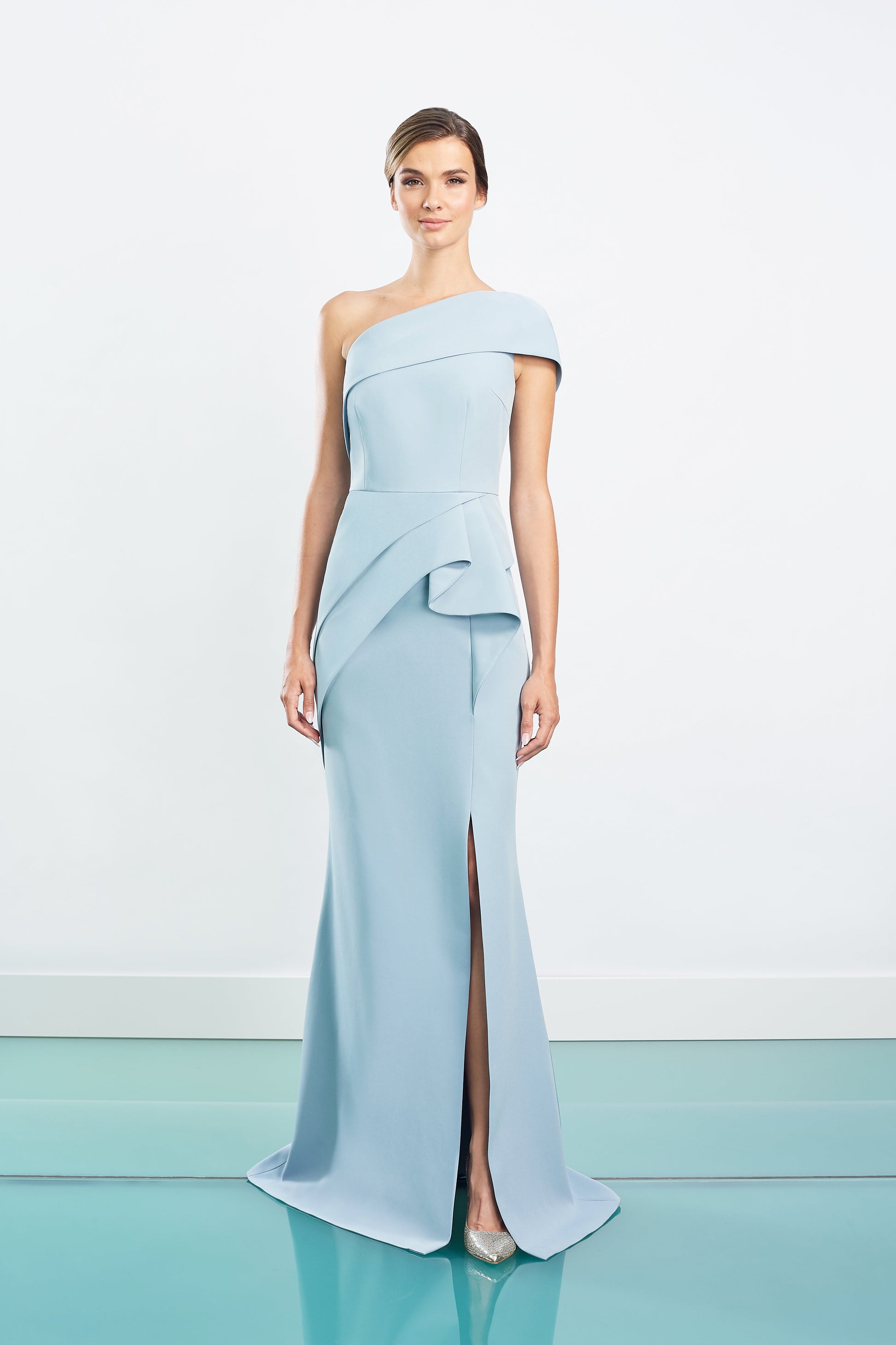 Alexander by Daymor 1463 Long Ruffle Slit Formal Evening Dress