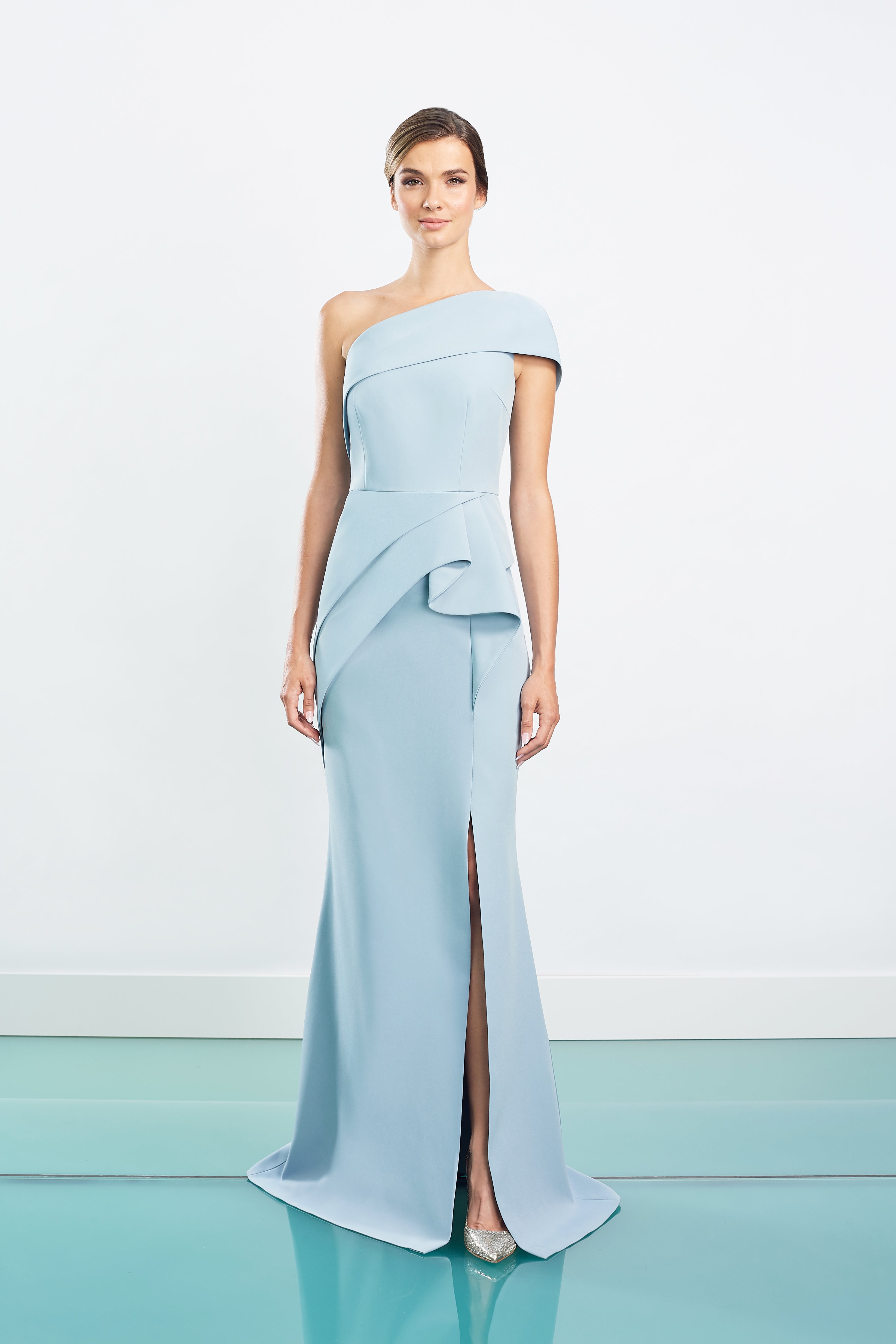 Formal Dresses Long Ruffle Slit Formal Evening Dress Glacier Blue