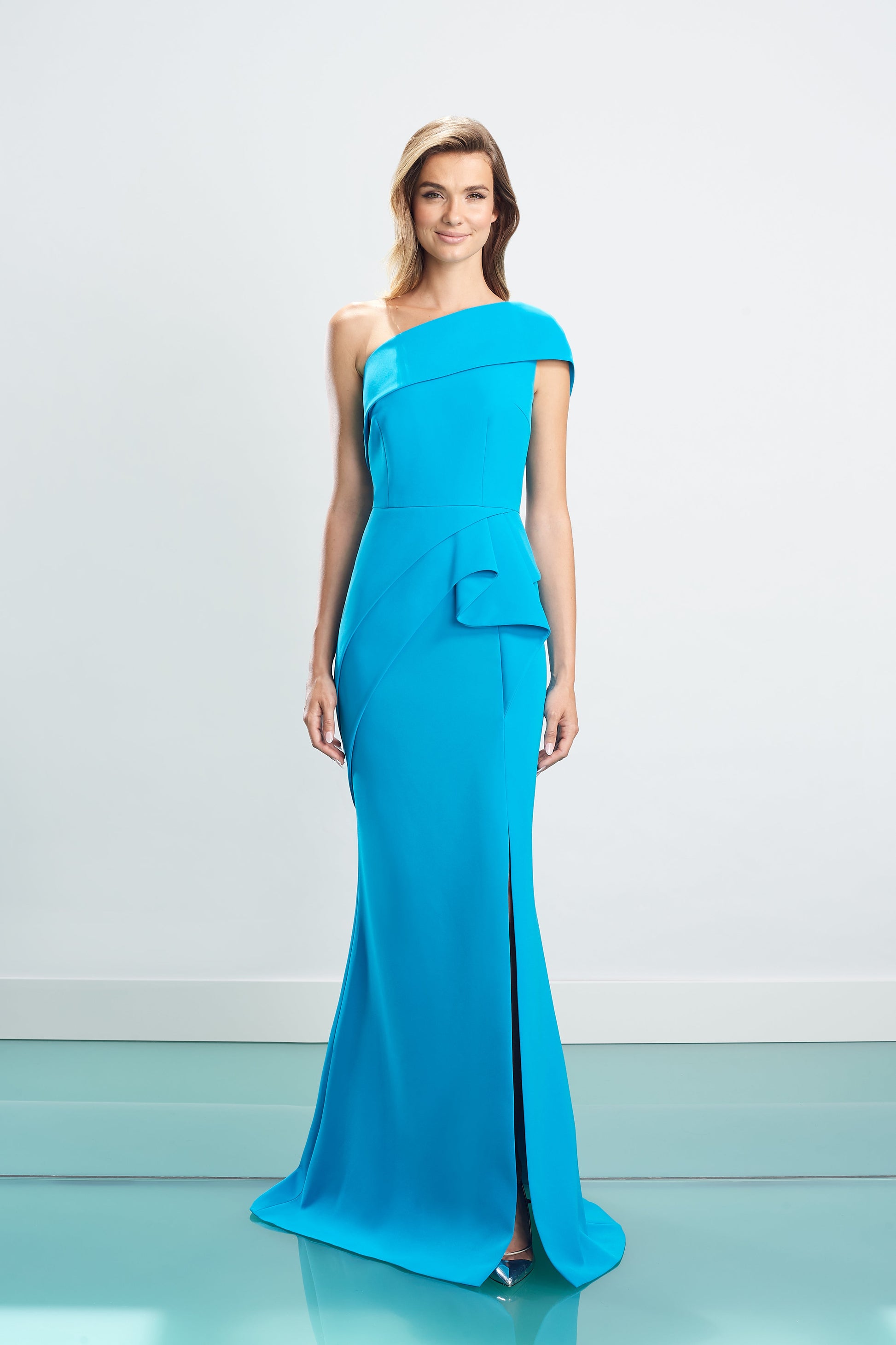 Alexander by Daymor 1463 Long Ruffle Slit Formal Evening Dress