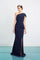 Formal Dresses Long Ruffle Slit Formal Evening Dress Navy