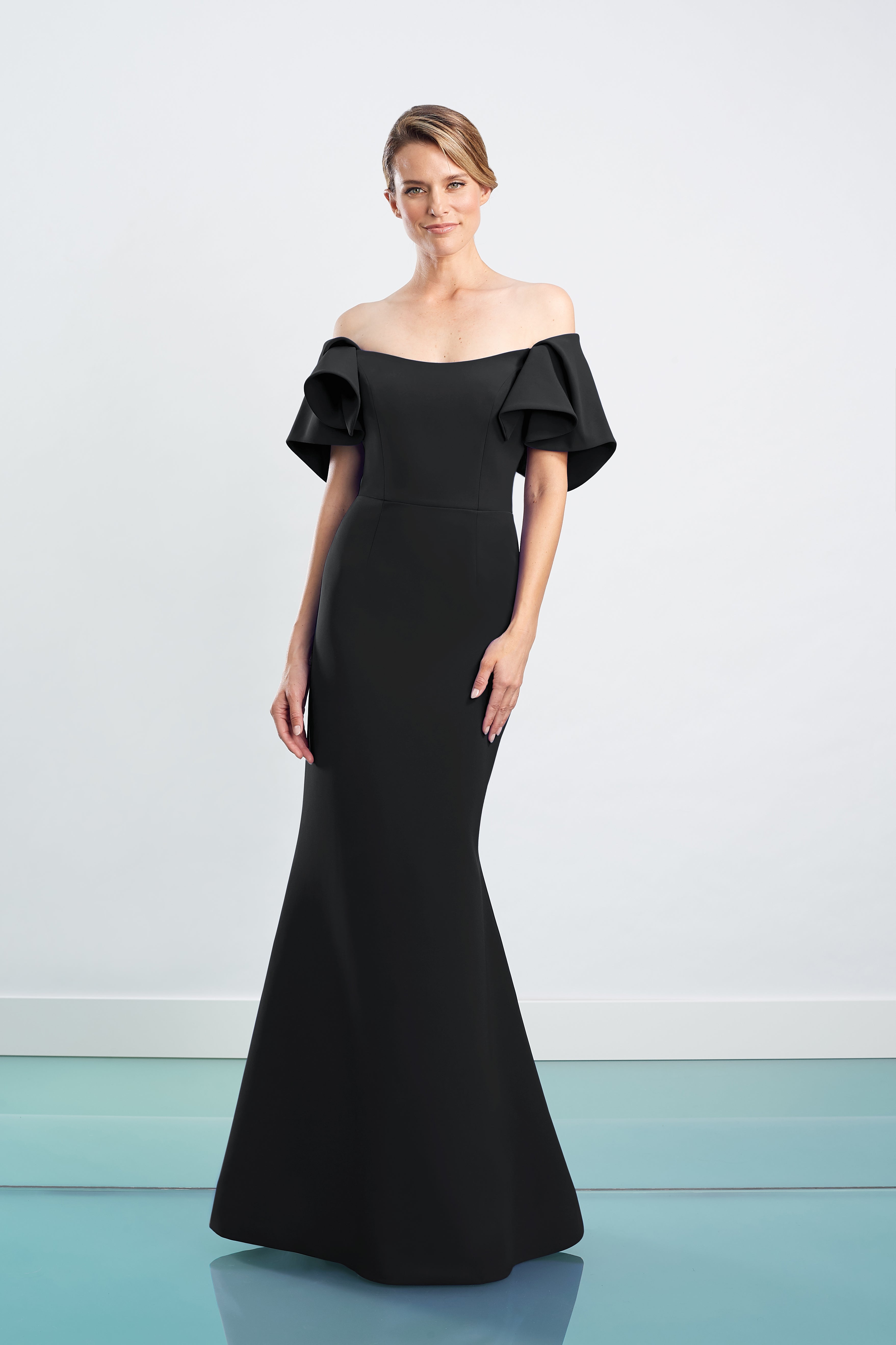 Formal Dresses Long Ruffle Foral Fit Evening Dress Black