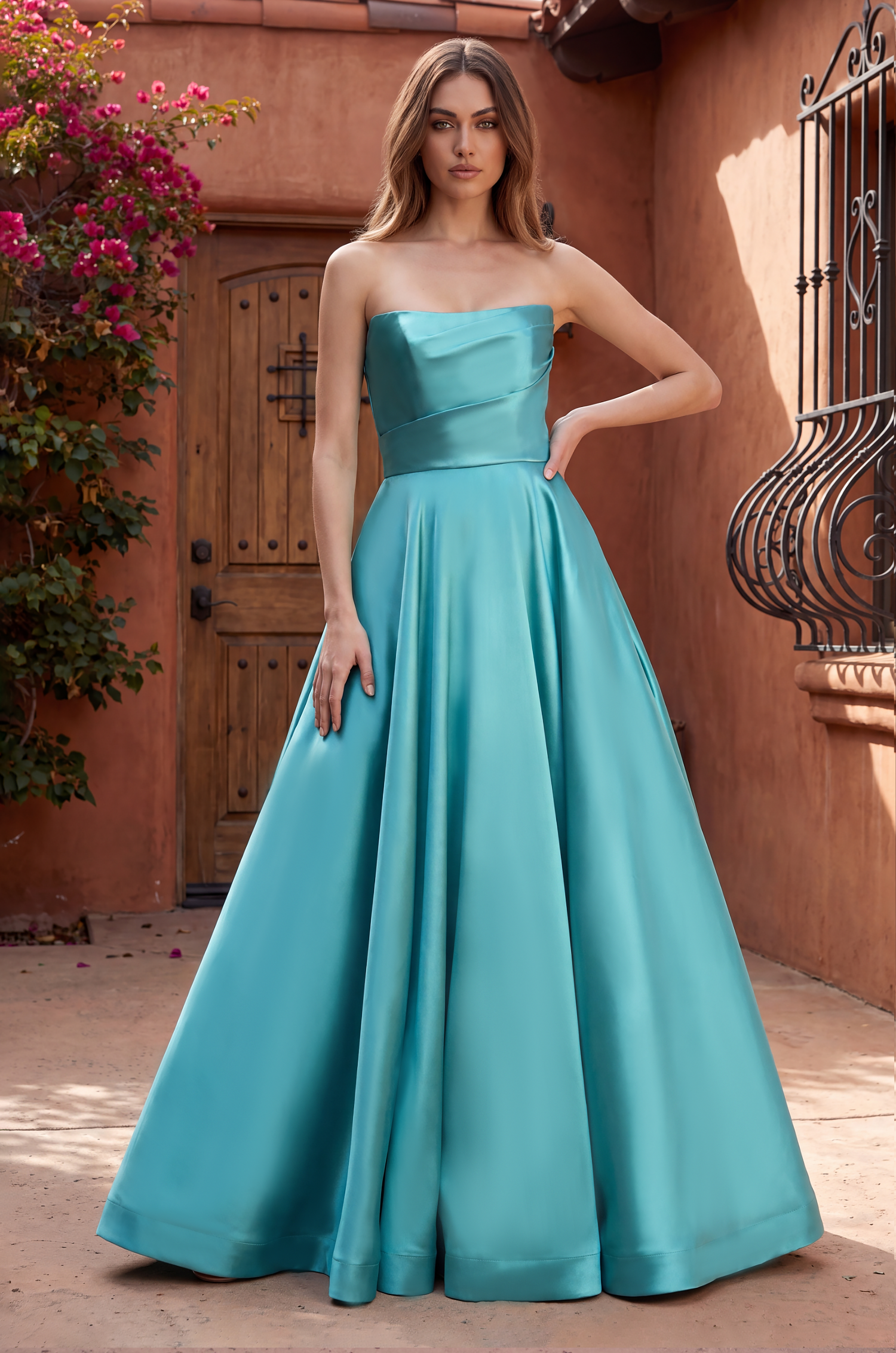 Prom Dresses Long Corset Formal Pleated Prom Ball Gown Teal