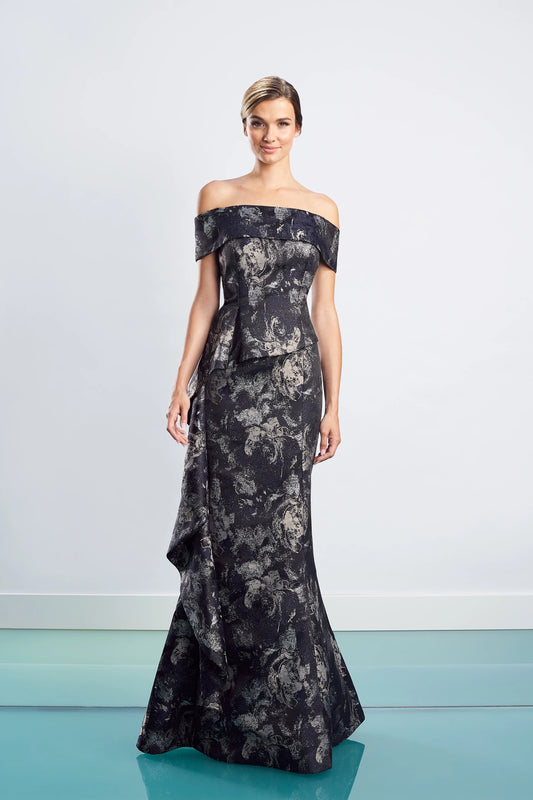 Formal Dresses Fitted Long Floral Glitter Formal Dress Taupe