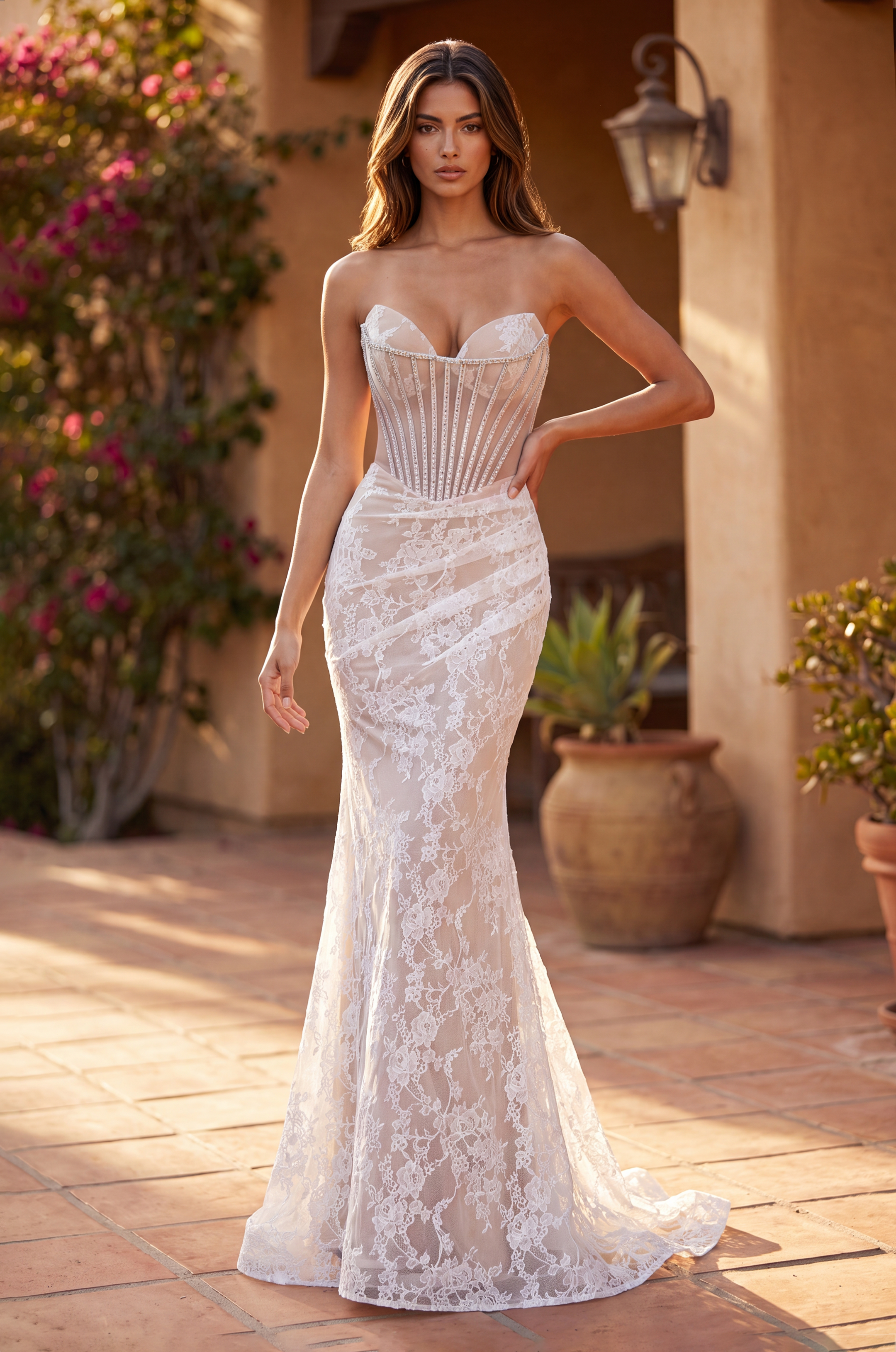 Corset Lace Formal Evening Dress