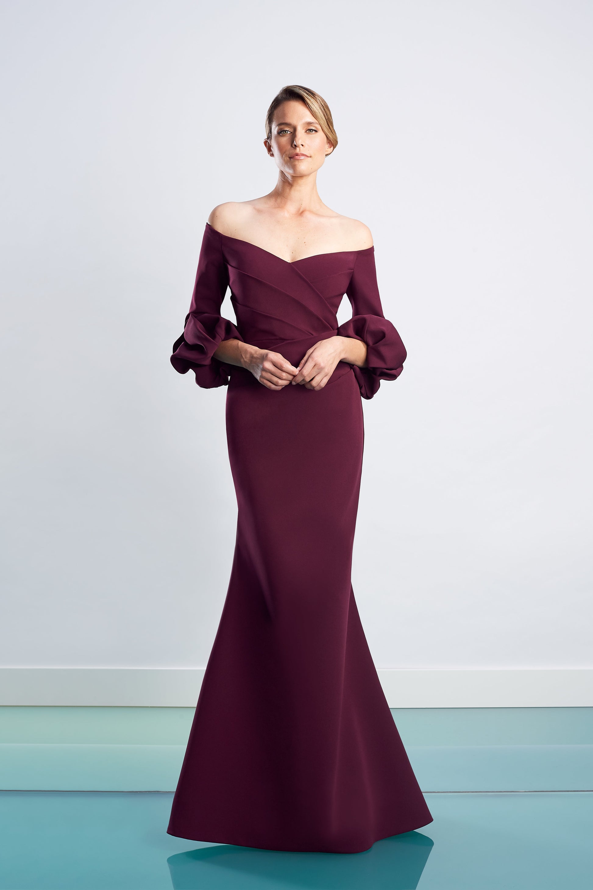 Alexander by Daymor 1478 Long Pleated Formal Fitted Evening Dress
