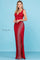 Prom Dresses Long Fitted Slit Formal Beaded Fringe Prom Dress Red