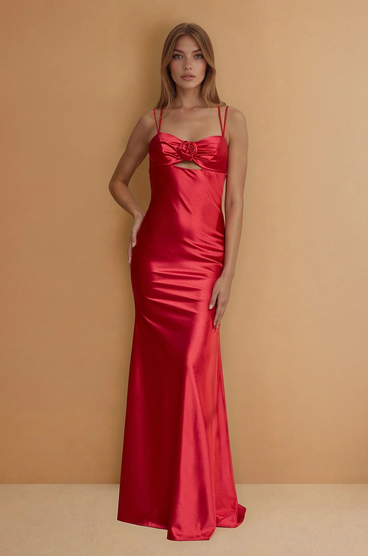 Satin Sweetheart Rosette Detail Dress The Dress Outlet Satin Sweetheart Rosette Detail Dress The Dress Outlet