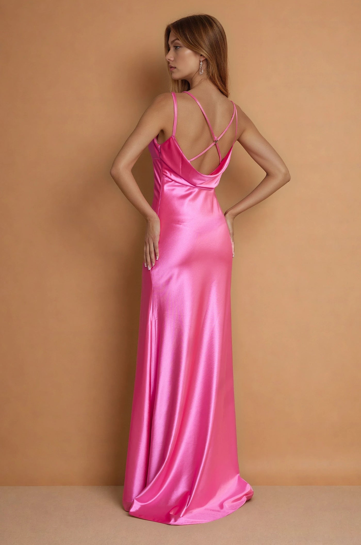 Prom Dresses Long Sexy Prom Satin Formal Dress Pink