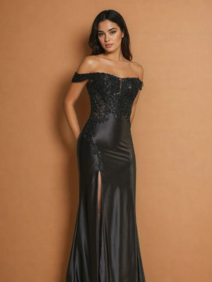 Corset Fitted Off Shoulder Formal Dress