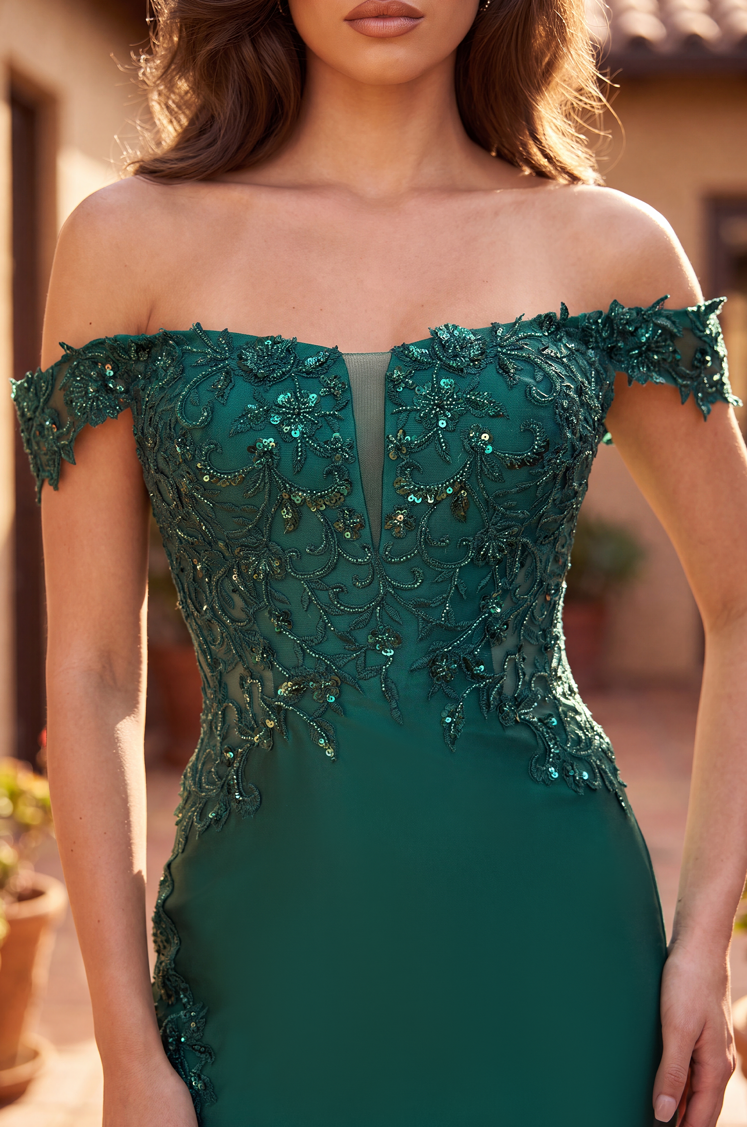 Formal Dresses Corset Fitted Off Shoulder Formal Dress Emerald Green