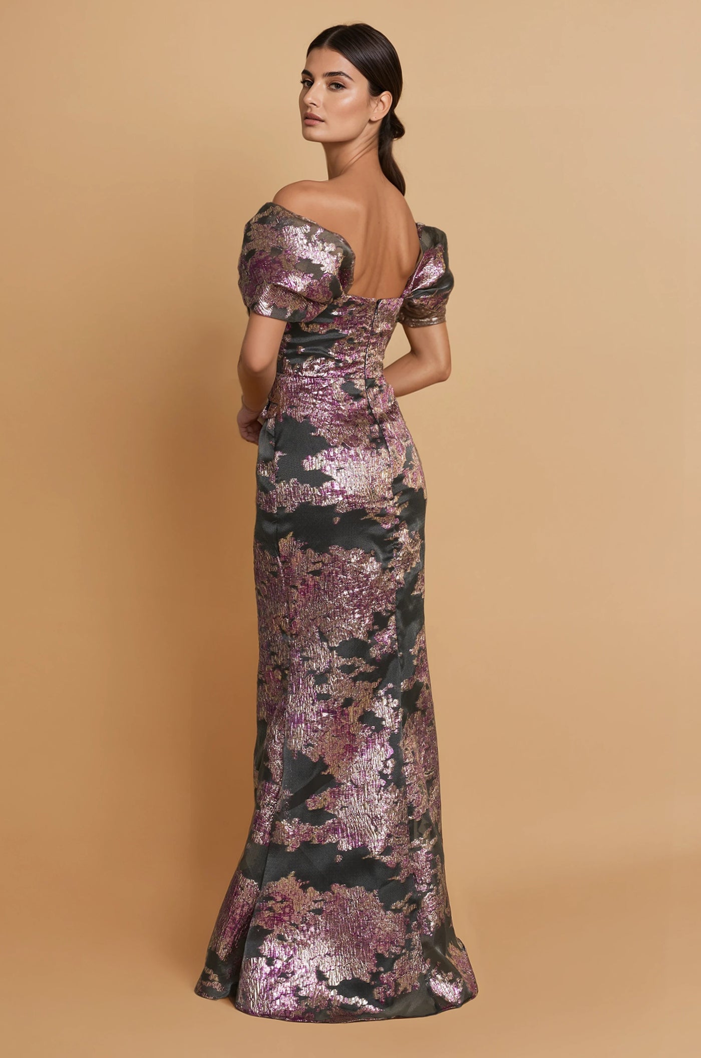 Black Pink Long Off Shoulder Formal Couture Evening Dress