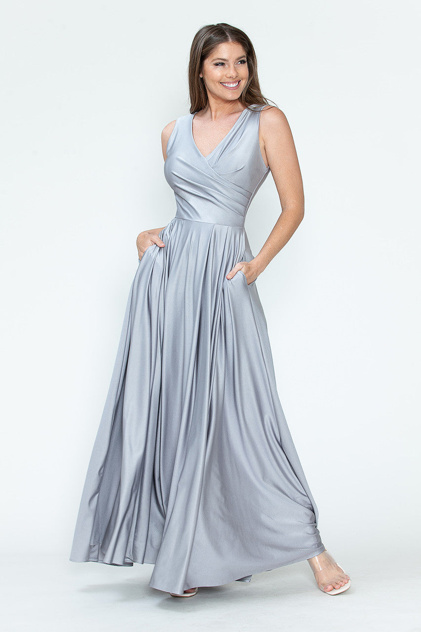 Formal Pleated Long Evening Prom Dress Lenovia 5242
