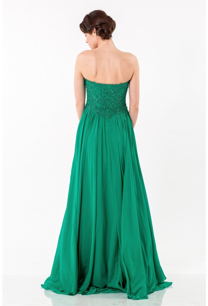 Terani Couture 1522E0465A Long Formal Slit Metallic Prom Dress