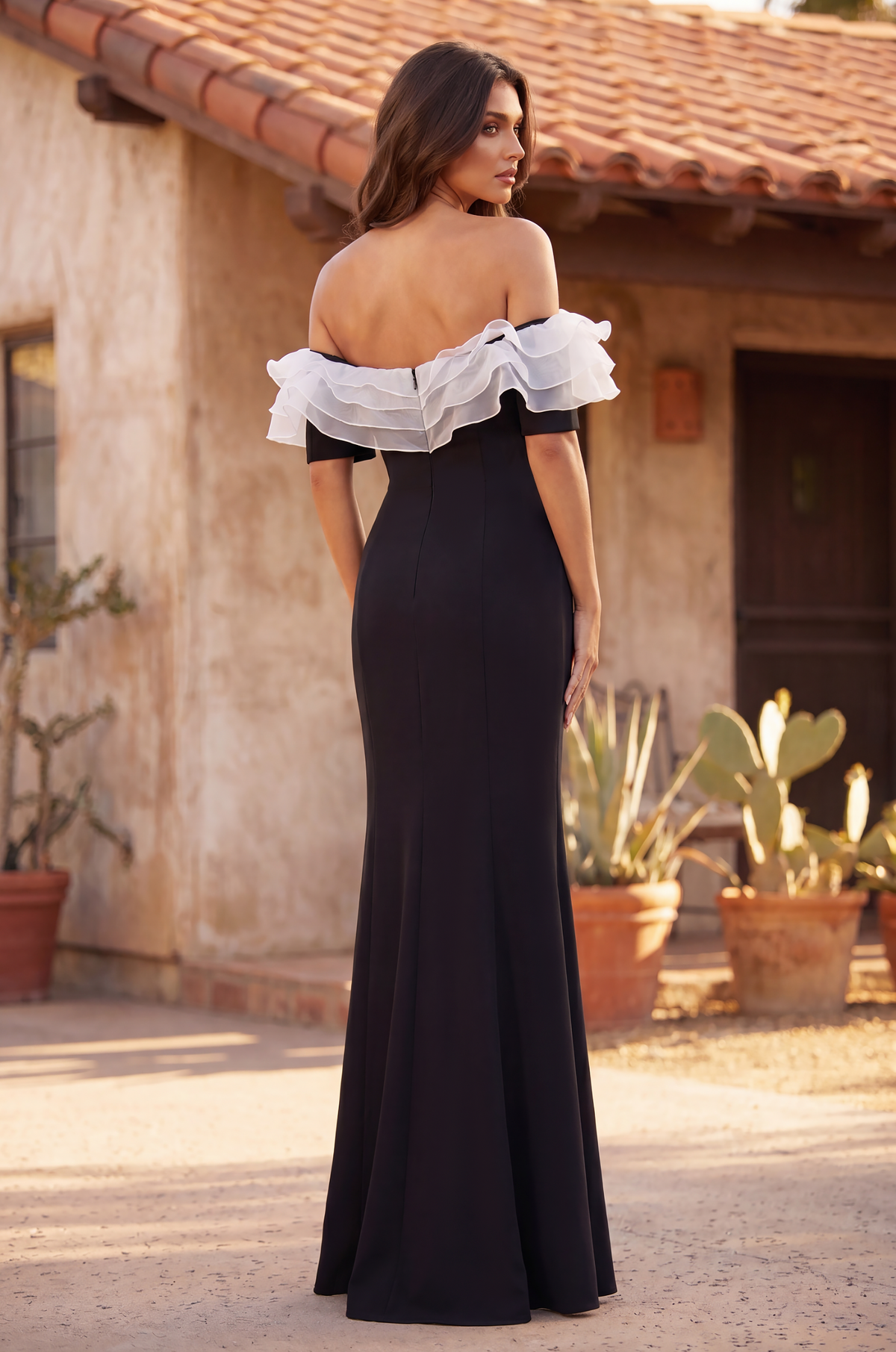 black dress with ruffles at the top Ruffled Long Off Shoulder Formal Evening size: 28 Waist Line Men's Slip-Resistant Slip On Size:3XLarge