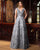 Formal Dresses A Line Long Metallic Lace Formal Dress Navy Silver