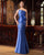 Formal Dresses Fitted Long Pleated Peplum Formal Dress Perwinkle