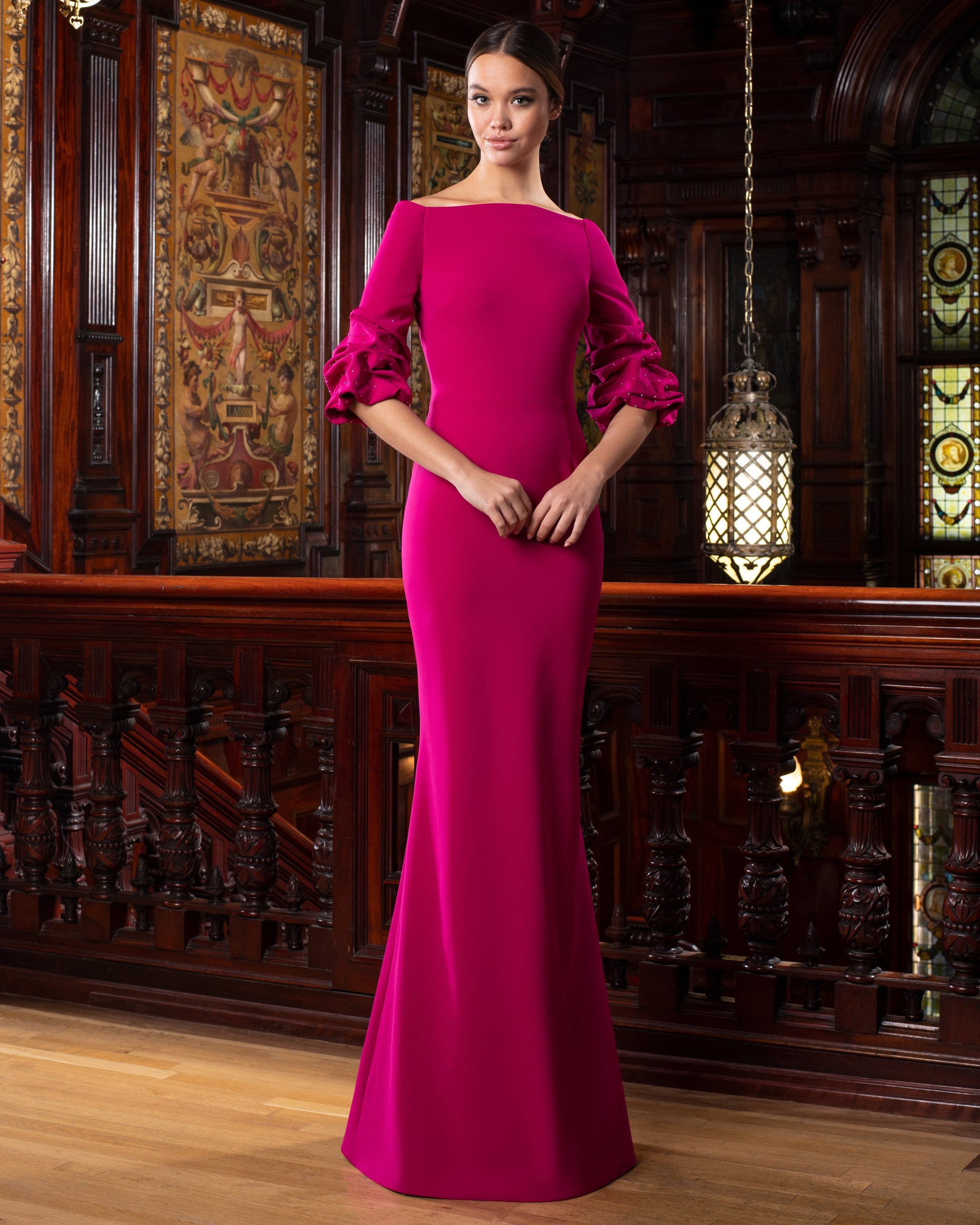 Alexander by Daymor 1559 Long Ruched Beaded Formal Evening Dress